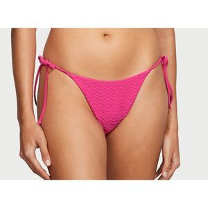VICTORIA'S SECRET Pink Side-Tie Textured Fishnet Cheeky Bikini Bottom Size M